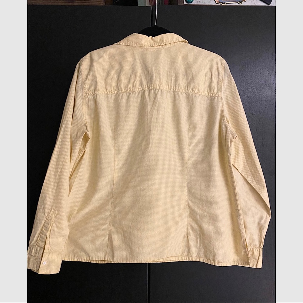 GAP Sz XL-pullover yellow & white gingham top with front pocket - Picture 4 of 5